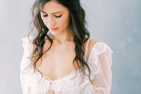 Elegant Bridal Boudoir Session with White and Black Lace